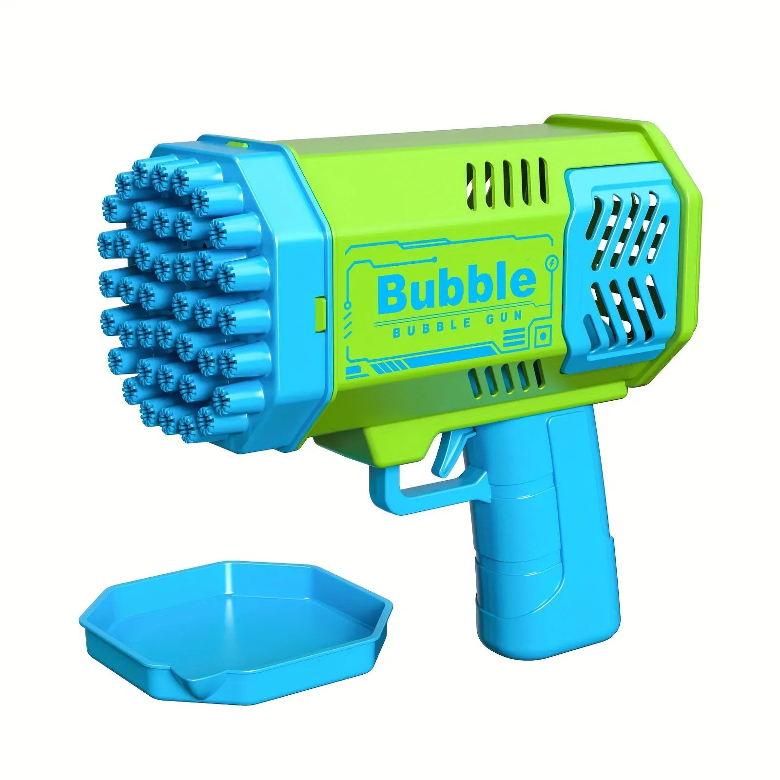 40-Hole Automatic Bubble Machine High-Output Outdoor Bubble Blower with Light - Green