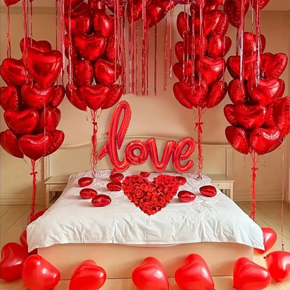 407pcs Love Balloon & Rose Petal Set Valentine's Anniversary Decoration - 