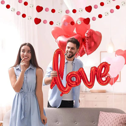 407pcs Love Balloon & Rose Petal Set Valentine's Anniversary Decoration - 