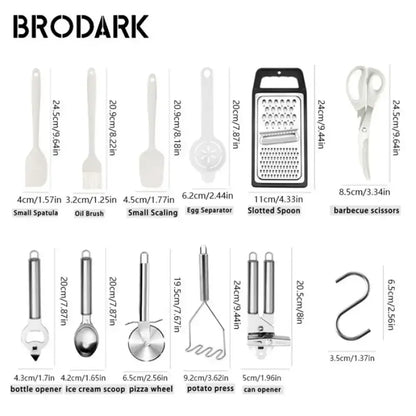 44-Piece Silicone Kitchen Utensil Set - black / United States
