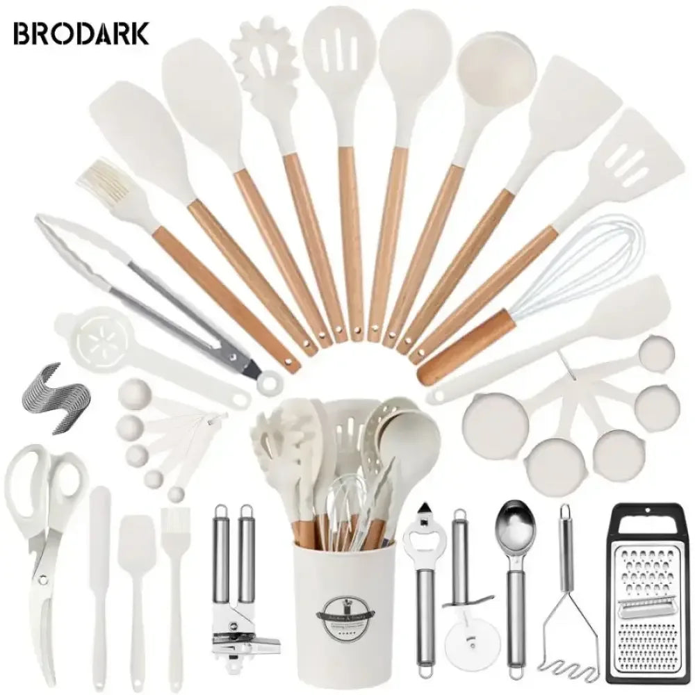 44-Piece Silicone Kitchen Utensil Set - black / United States