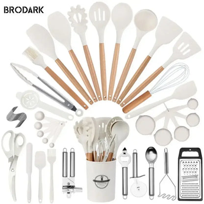 44-Piece Silicone Kitchen Utensil Set - black / United States