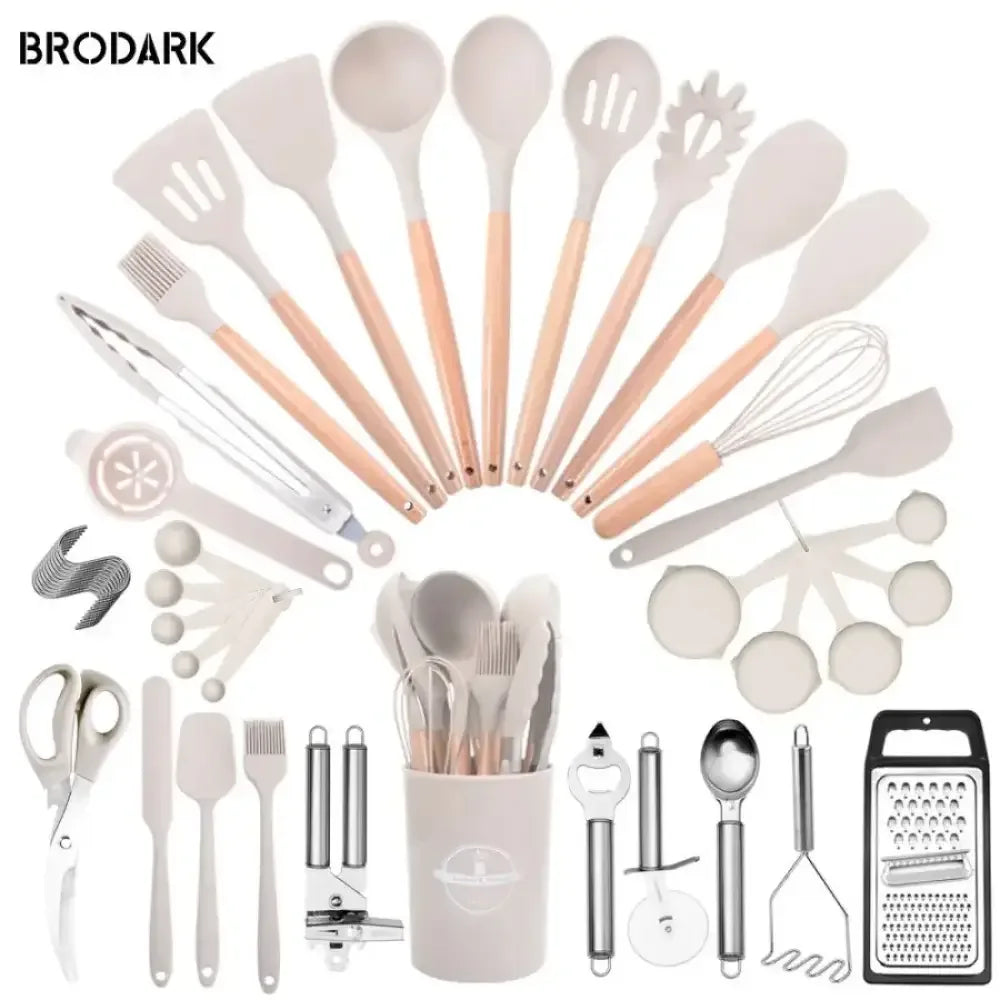 44-Piece Silicone Kitchen Utensil Set - black / United States