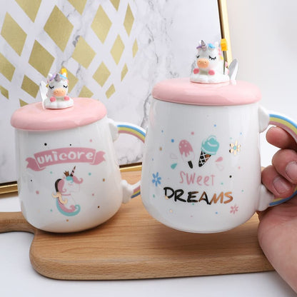 Unicorn Pure Mug – 500ml Ceramic, Lid & Spoon, 4 Styles