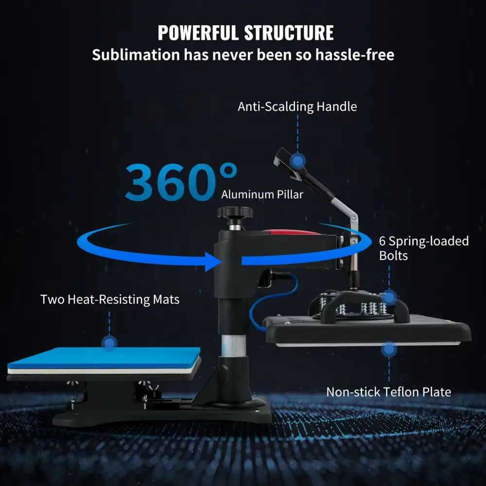 5-in-1 Professional Clamshell Heat Press Machine | 12"x15" Digital Sublimation Printer for T-Shirts, Mugs, & Hats