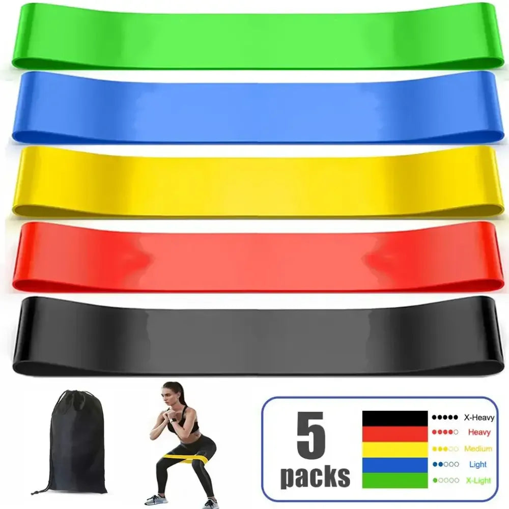 5 Piece Resistance Band Set Training Bands For Workout - 