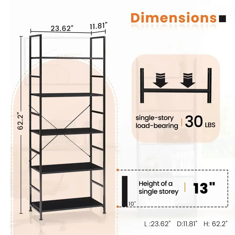 5-Tier Modern Bookshelf