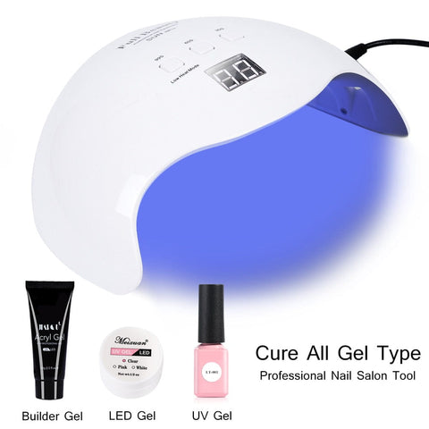 UV LED nail lamp showing wide opening for manicure and pedicure