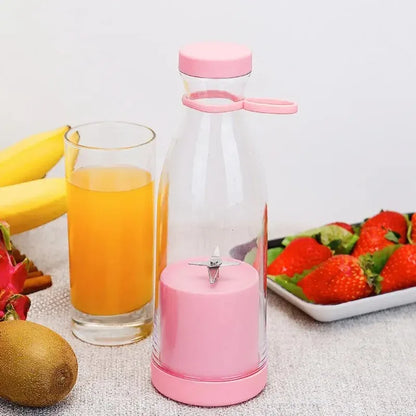 6-Blade Portable Blender 380ml Rechargeable Smoothie Maker & Travel Bottle - Pink