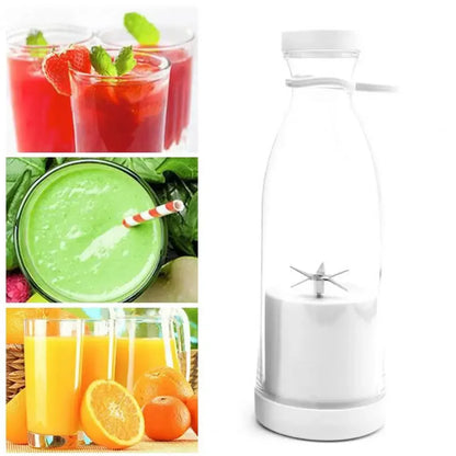 6-Blade Portable Blender 380ml Rechargeable Smoothie Maker & Travel Bottle - Pink
