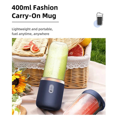 6-Blade Portable Electric Juicer 400ml USB Rechargeable Personal Blender - 