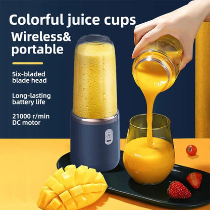 6-Blade Portable Electric Juicer 400ml USB Rechargeable Personal Blender - 