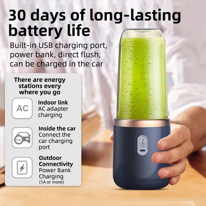 6-Blade Portable Electric Juicer 400ml USB Rechargeable Personal Blender - 