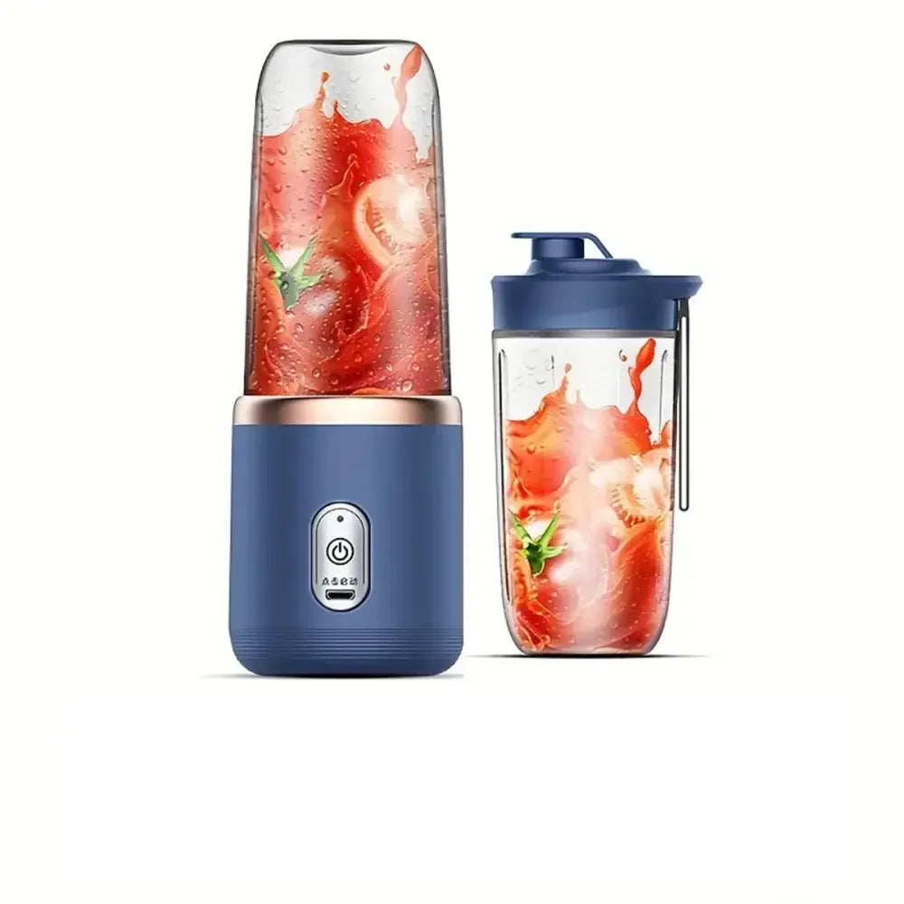 6-Blade Electric Smoothie Maker & Food Processor - Blue double cup