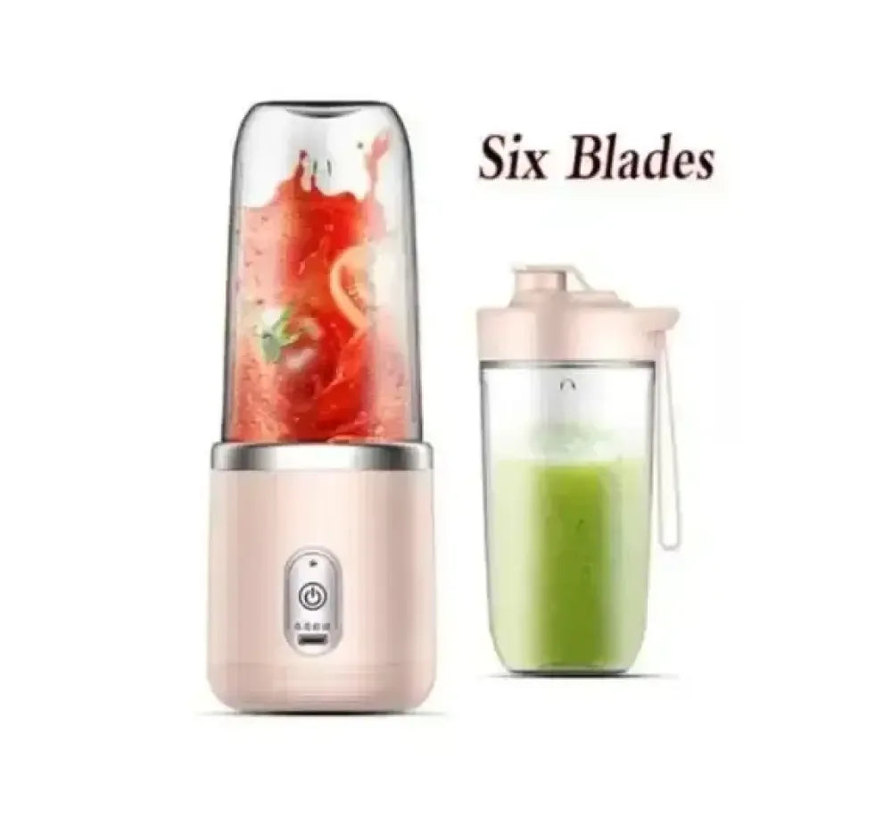 6-Blade Electric Smoothie Maker & Food Processor - Pink double cup