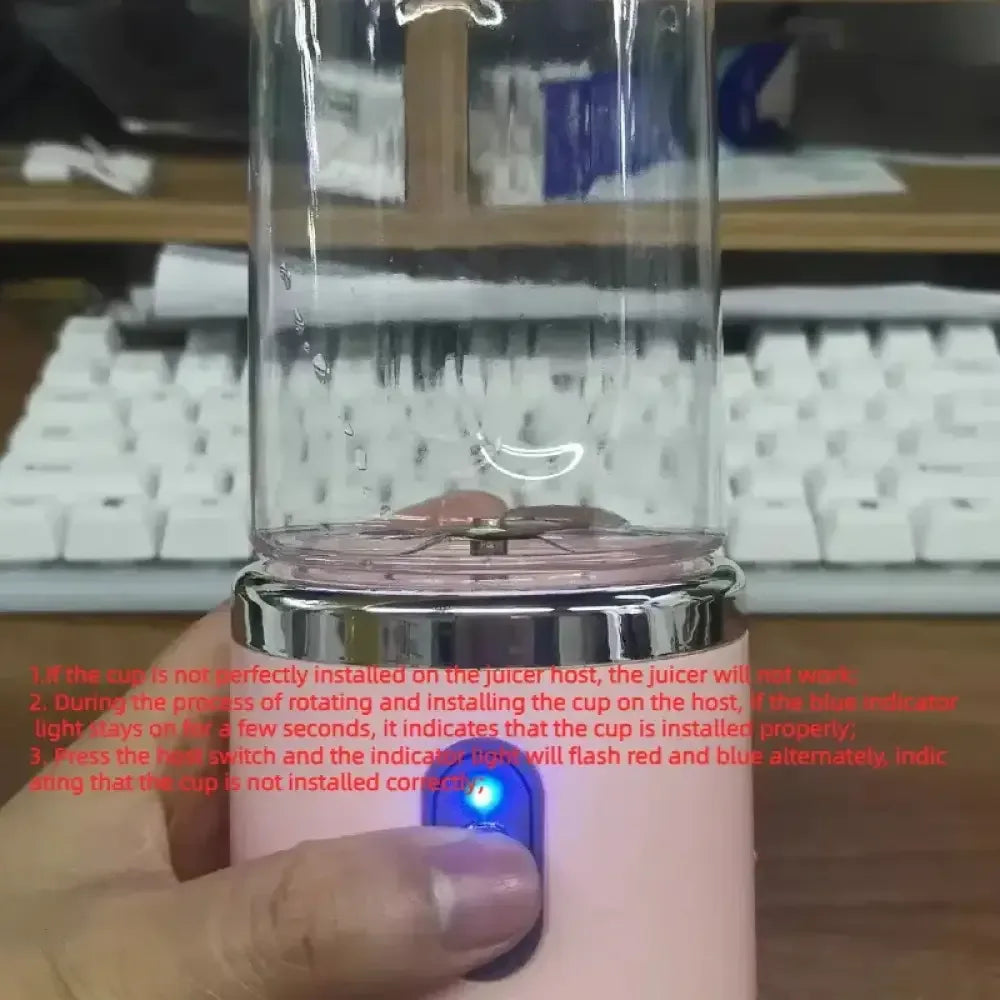 6-Blade Electric Smoothie Maker & Food Processor - Pink single cup