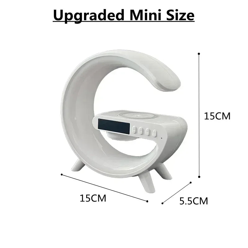 6-in-1 Mini RGB Wireless Charger Bluetooth Speaker & Alarm Clock Station - White / US