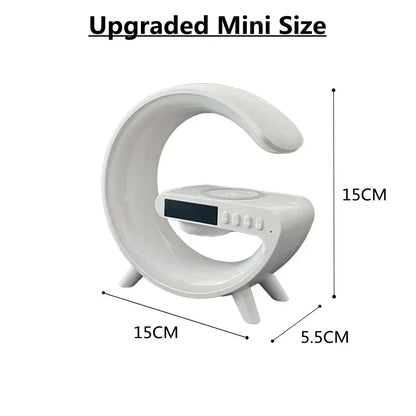 6-in-1 Mini RGB Wireless Charger Bluetooth Speaker & Alarm Clock Station - White / US