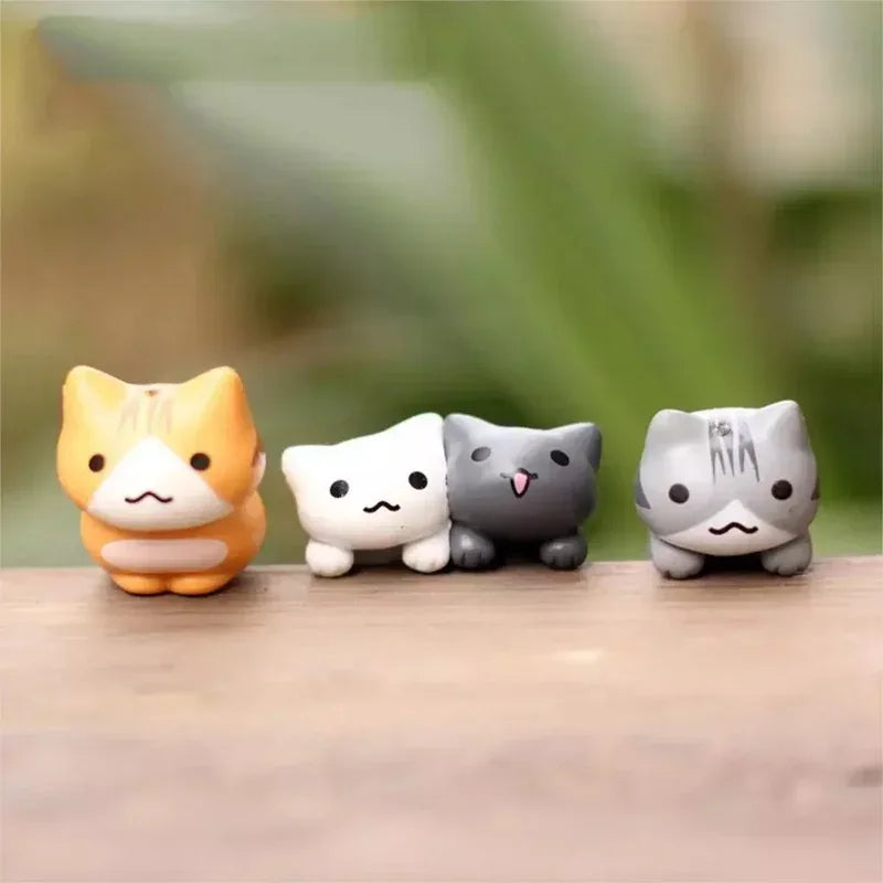 6Pcs Cartoon Lucky Cat Miniatures Resin Micro Landscape Garden Decor - 