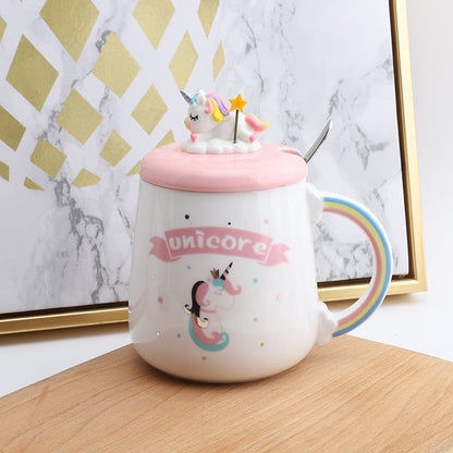 Unicorn Pure Mug – 500ml Ceramic, Lid & Spoon, 4 Styles