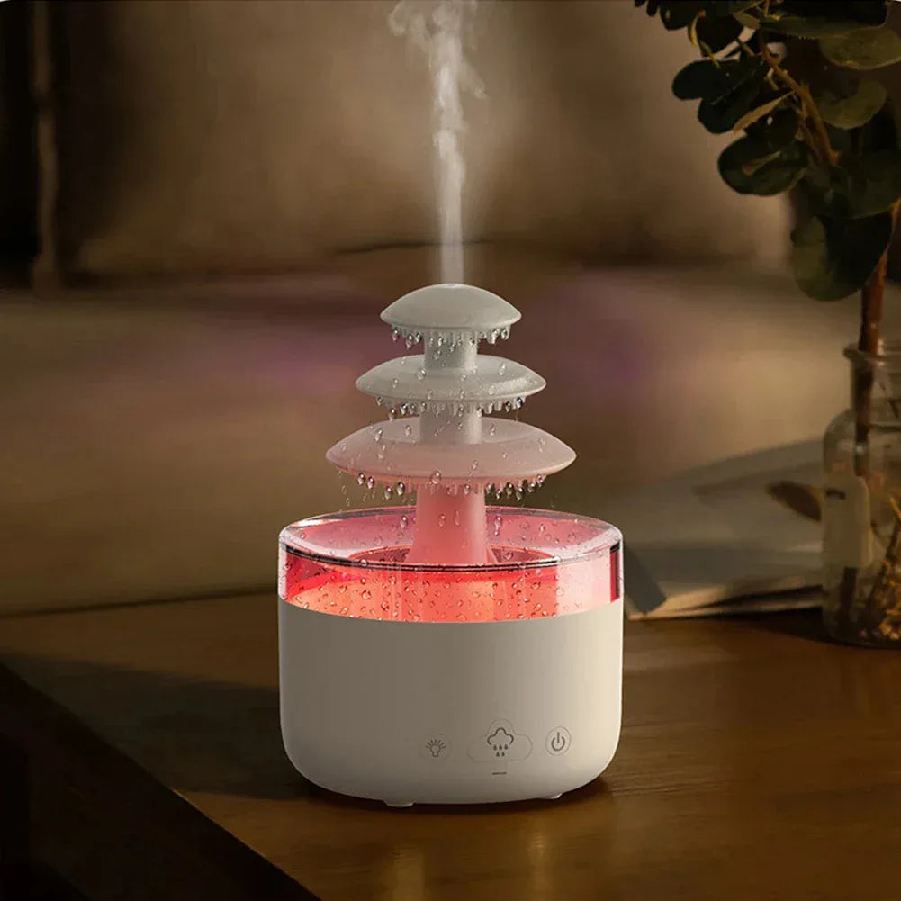 500ML Raindrop Essential Oil Diffuser 7-Color LED Rain Cloud Humidifier - US