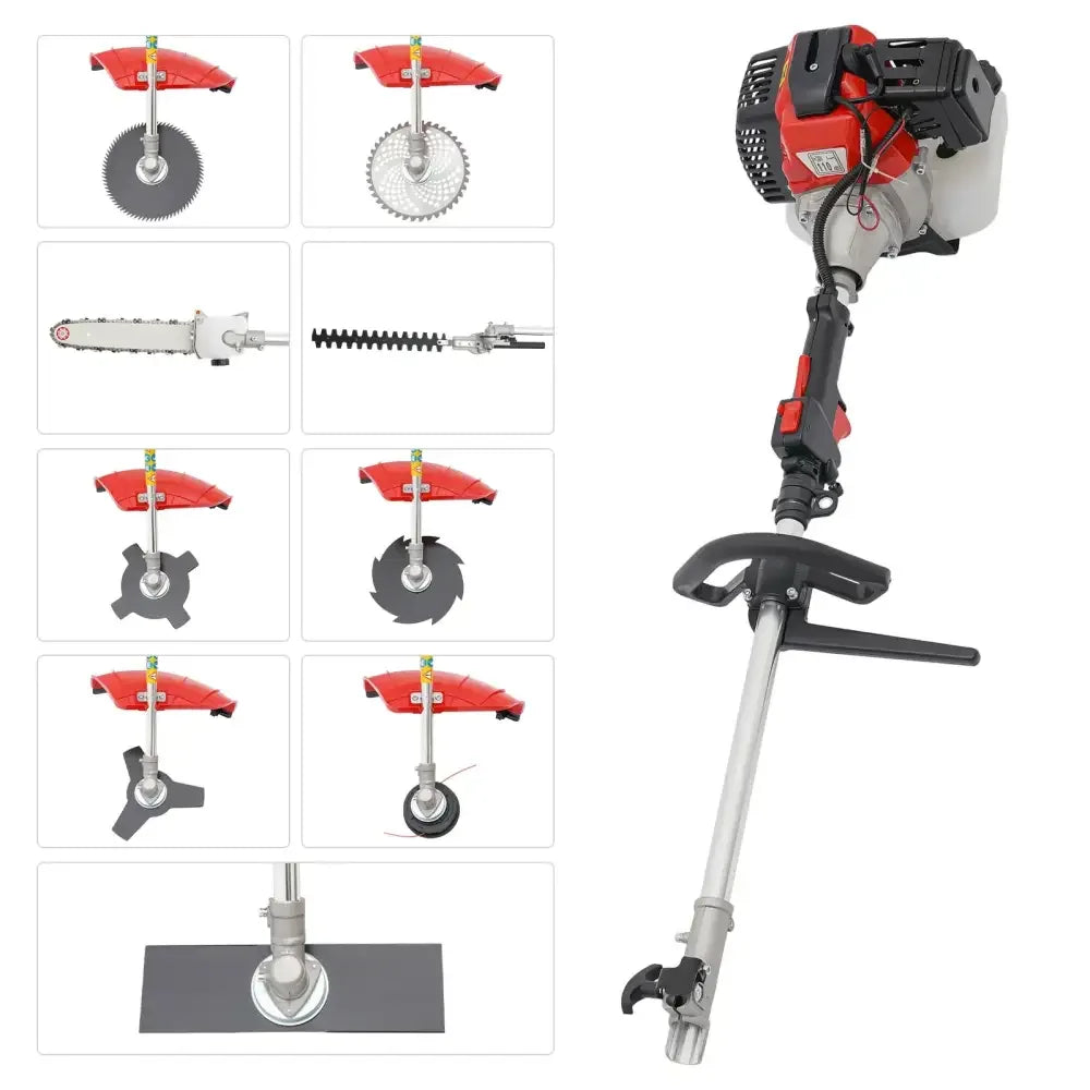 7-in-1 Multifunction Brush Cutter with 52cc Engine | 1.7KW Heavy-Duty Gas Trimmer & Gardening Tool Kit - 