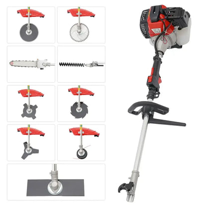 7-in-1 Multifunction Brush Cutter with 52cc Engine | 1.7KW Heavy-Duty Gas Trimmer & Gardening Tool Kit - 
