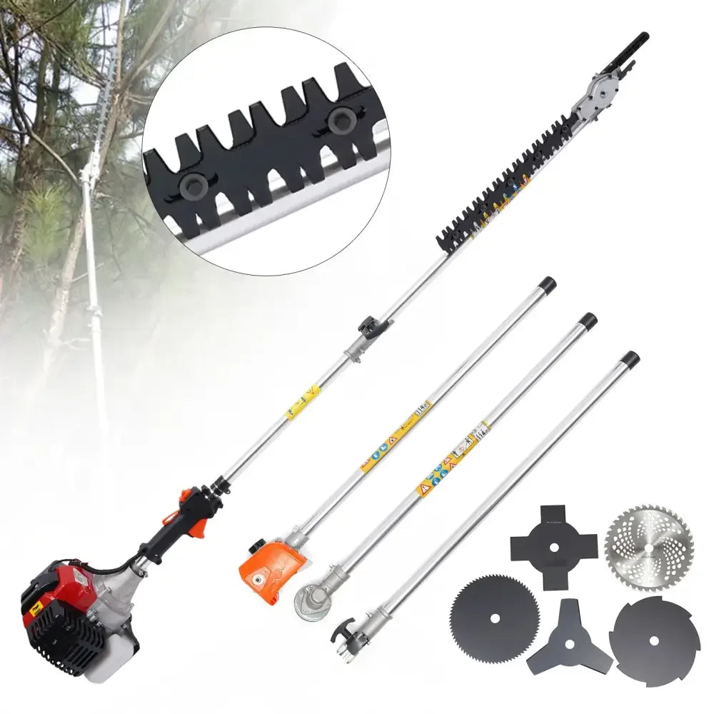 7-in-1 Multifunction Brush Cutter with 52cc Engine | 1.7KW Heavy-Duty Gas Trimmer & Gardening Tool Kit - 