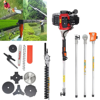 7-in-1 Multifunction Brush Cutter with 52cc Engine | 1.7KW Heavy-Duty Gas Trimmer & Gardening Tool Kit - 
