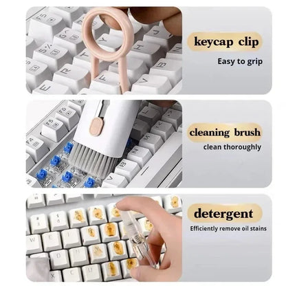 7-in-1 Computer & Earbud Cleaning Kit Keyboard Brush & Screen Cleaner Set - Blue