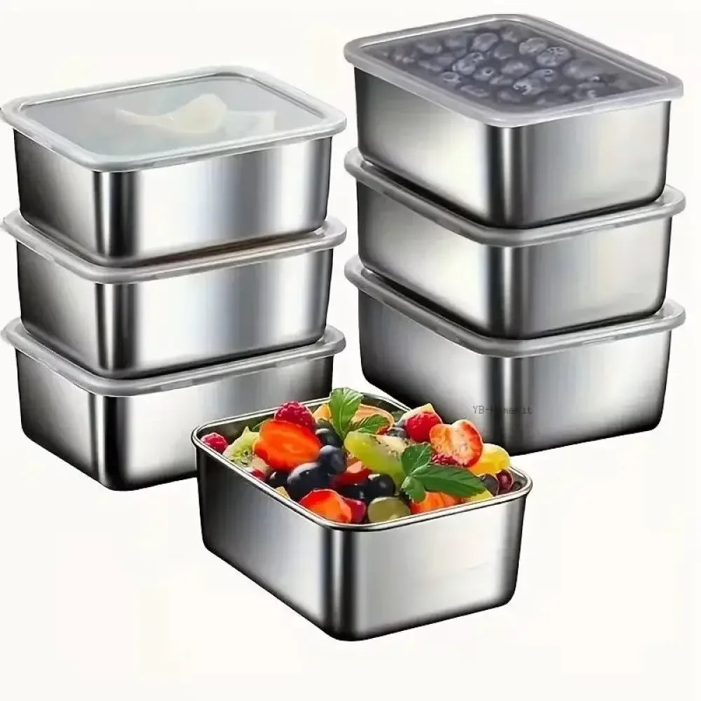 7-Piece Stainless Steel Food Storage Container Set - 