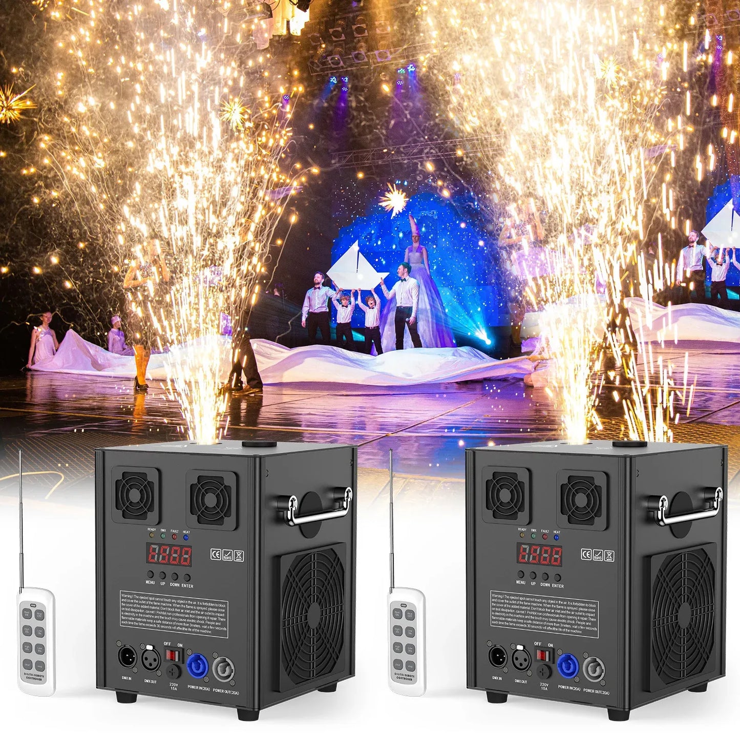 700W Professional Cold Spark Machine with Flight Case | 5.5m DMX/Remote Control Stage Firework Effect