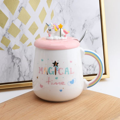 Unicorn Pure Mug – 500ml Ceramic, Lid & Spoon, 4 Styles
