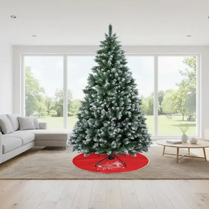 7ft Snow Flocked Artificial Christmas Tree | 1000 Tips, Foldable Metal Stand, 3 - Step Setup - Ninjanew