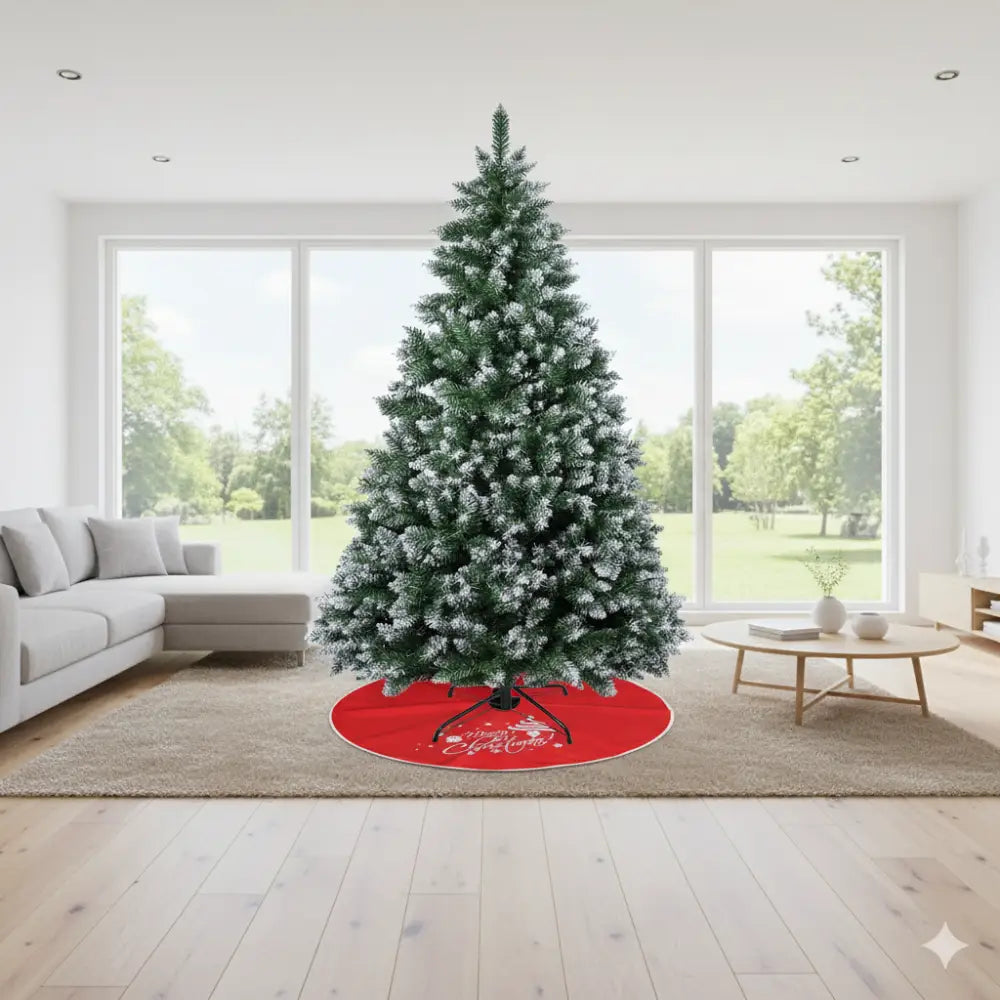 7ft Snow Flocked Artificial Christmas Tree | 1000 Tips, Foldable Metal Stand, 3-Step Setup