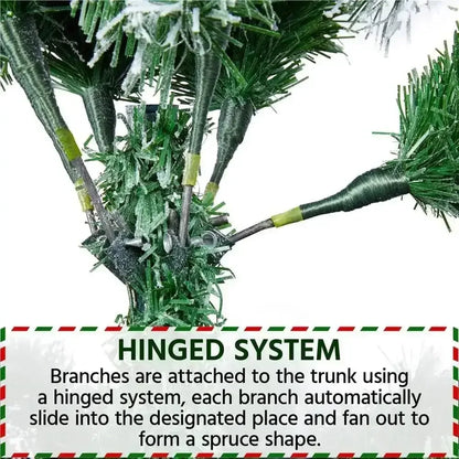 7ft Snow Flocked Artificial Christmas Tree | 1000 Tips, Foldable Metal Stand, 3 - Step Setup - Ninjanew