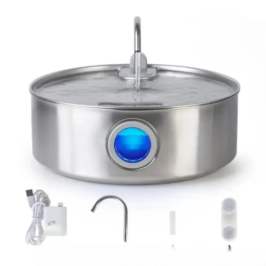 7L Automatic Cat Water Fountain Stainless Steel Pet Drinking Dispenser for Cats and Dogs - 
