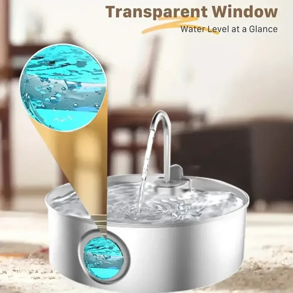 7L Automatic Cat Water Fountain Stainless Steel Pet Drinking Dispenser for Cats and Dogs - 