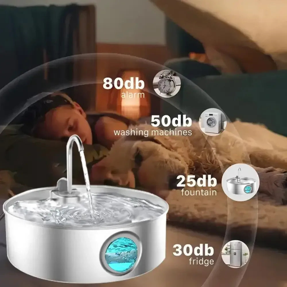7L Automatic Cat Water Fountain Stainless Steel Pet Drinking Dispenser for Cats and Dogs - 