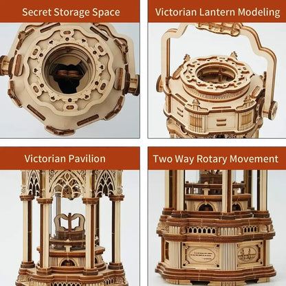 84PCS Rotatable 3D Starry Night Wooden Model Kit DIY Music Box Assembly Toy Gift - AMK51 Starry Night