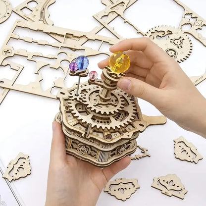 84PCS Rotatable 3D Starry Night Wooden Model Kit DIY Music Box Assembly Toy Gift - AMK51 Starry Night