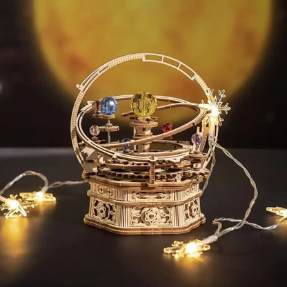 84PCS Rotatable 3D Starry Night Wooden Model Kit DIY Music Box Assembly Toy Gift - AMK51 Starry Night