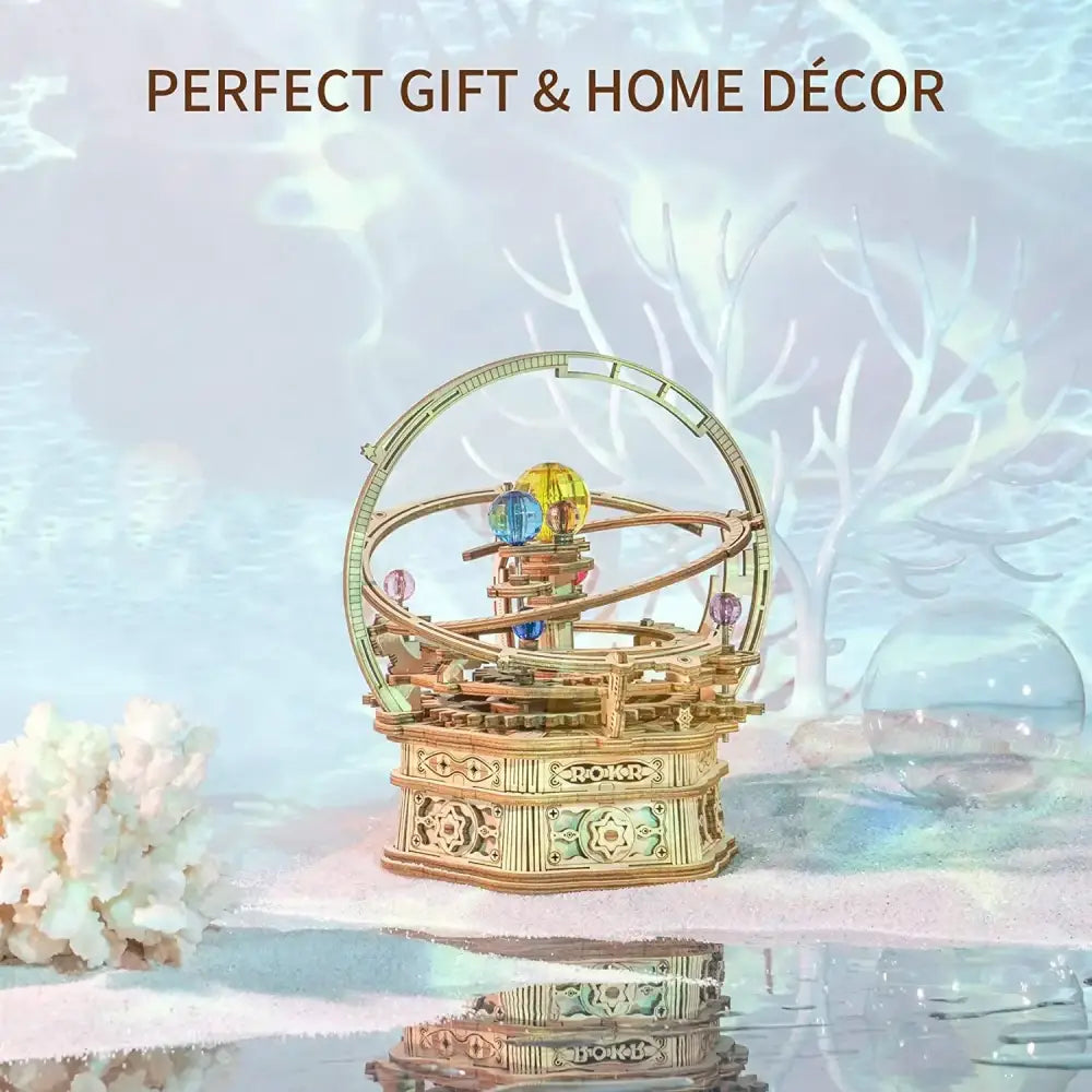 84PCS Rotatable 3D Starry Night Wooden Model Kit DIY Music Box Assembly Toy Gift