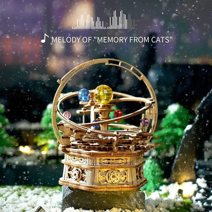 84PCS Rotatable 3D Starry Night Wooden Model Kit DIY Music Box Assembly Toy Gift - AMK51 Starry Night