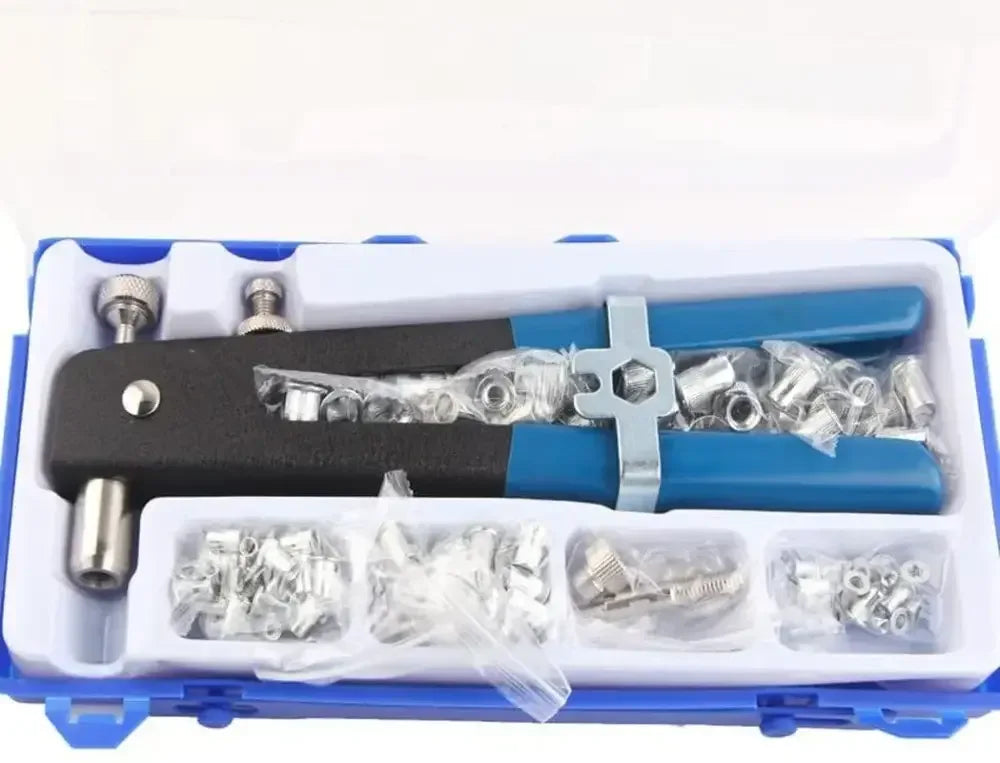 86pcs Heavy Duty Rivet Nut Gun Kit with 5 Mandrels & 80 Rivet Nuts, Hand Riveter Tool with Case - 