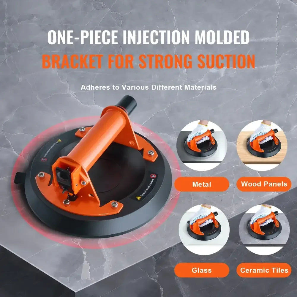 8in Glass Vacuum Suction Cup with ABS/Metal Handle – Industrial Tile & Wood Panel Lifter Tool - 1 pcs