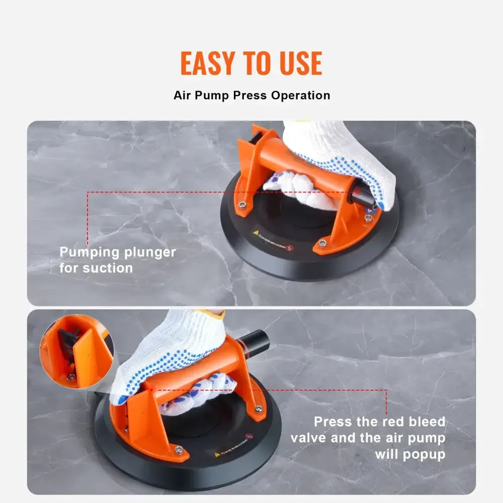 8in Glass Vacuum Suction Cup with ABS/Metal Handle – Industrial Tile & Wood Panel Lifter Tool - 1 pcs
