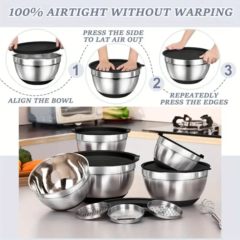 8pcs Stainless Steel Mixing Bowl