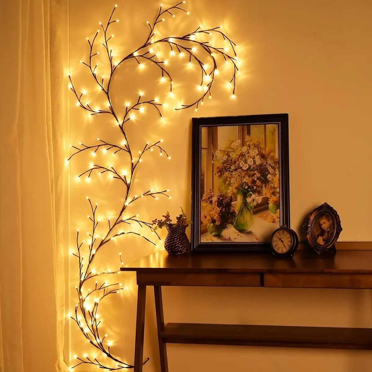 96 LED Willow Vine Branch Lights Remote Controlled USB Wall Decor Light - 