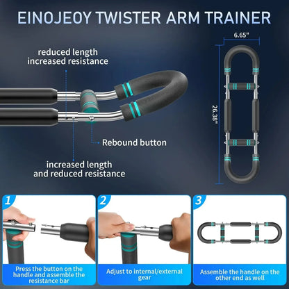 Adjustable Twister Arm Trainer 60-140lbs Chest & Forearm Power Bar - 